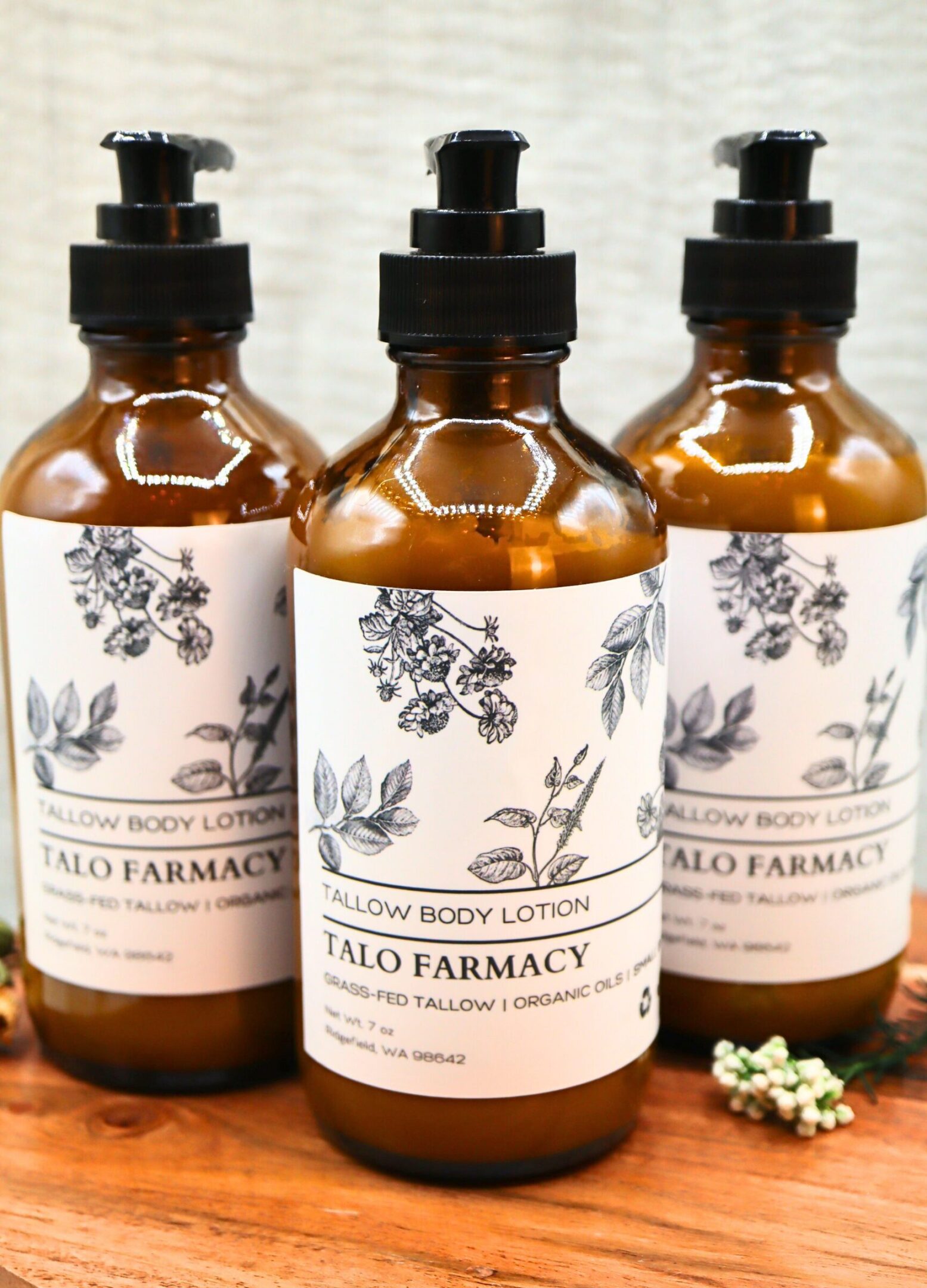 Talo Farmacy tallow lotion in glass jar, available in Vanilla, Frankincense, and Ylang Ylang, natural handmade moisturizer for face and body.